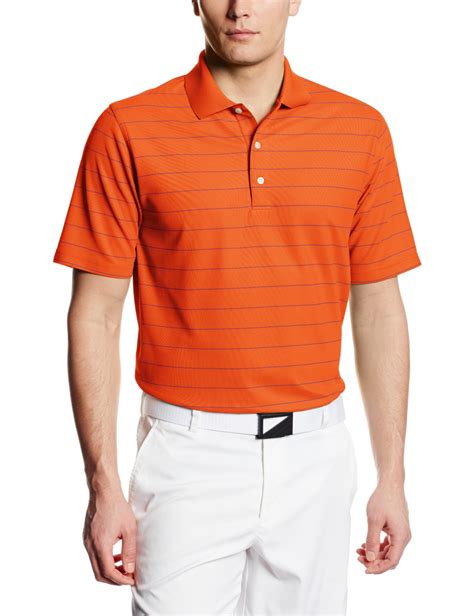 Greg Norman Mens ProTek Micro Pique Stripe Golf Polo Shirts