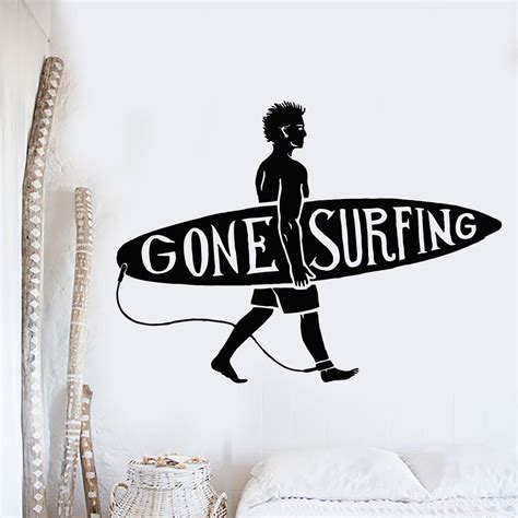 Vinyl Wall Decal Surfing Guy Surf Beach Surfer Quote Stickers Murals U — Wallstickers4you