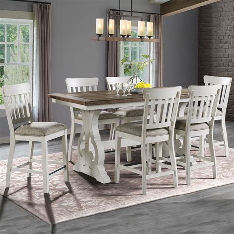 Intercon Drake Cottage 7-Piece Counter Height Table and Chair Set with Upholstered Seats | Rife ...