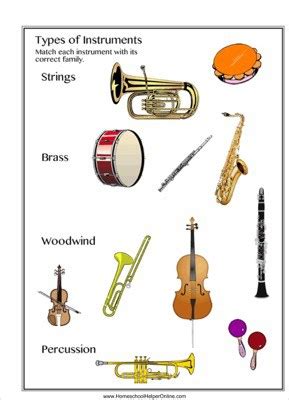 Instrument Families Worksheet - Homeschool Helper Online