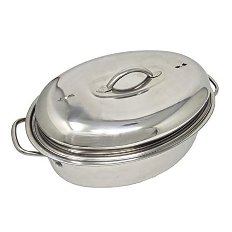 Stainless Steel Oval Lidded Roaster Pan Extra - Cooks Pantry