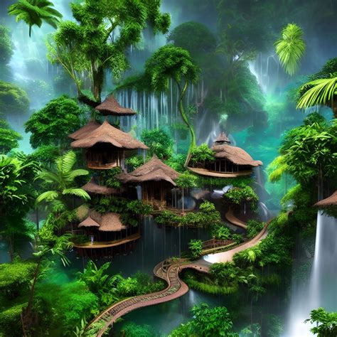 Another hidden jungle village - AI Generated Artwork - NightCafe Creator