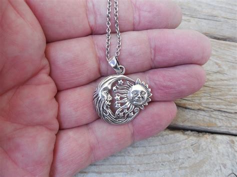 Moon Stars and Sun Necklace Handmade in Sterling Silver - Etsy