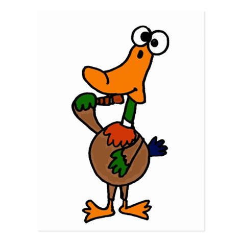 XY- Funny Mallard Duck using Duck Call Cartoon Postcard | Zazzle.com