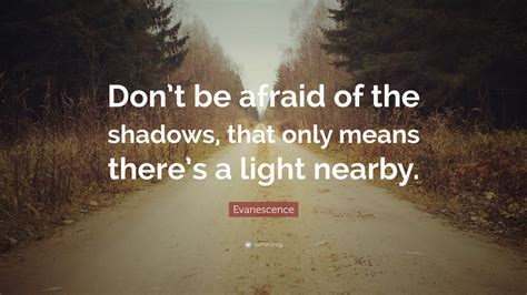 Evanescence Quote: “Don’t be afraid of the shadows, that only means there’s a light nearby.”