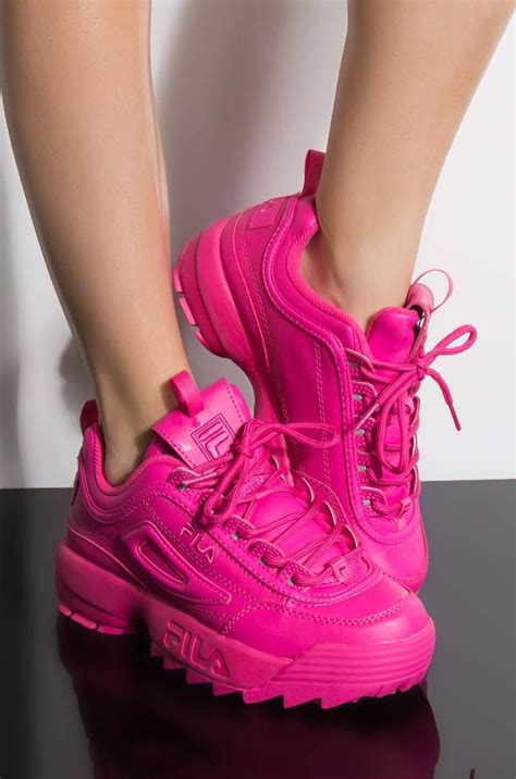 FILA WOMENS DISRUPTOR II IN FUCHSIA HOT PINK | Pink nike shoes, Hot ...