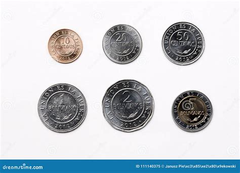 Bolivian Coins on a White Background Stock Image - Image of currency ...