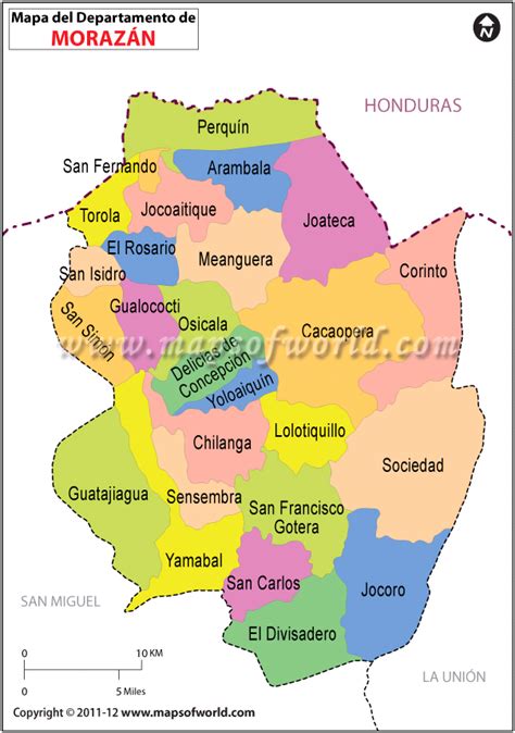 Mapa de Morazan , Departmento de Morazan El Salvador