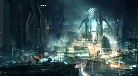 Futuristic Sci-Fi Cityscape - 4K Ultra HD Wallpaper by Vincentius Matthew