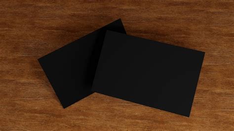 Premium Photo | Stack of blank black business card namecard mockup on wood table promote company ...