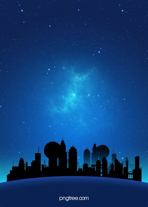 City Night Scene Star Poster Design Background Wallpaper Image For Free ...