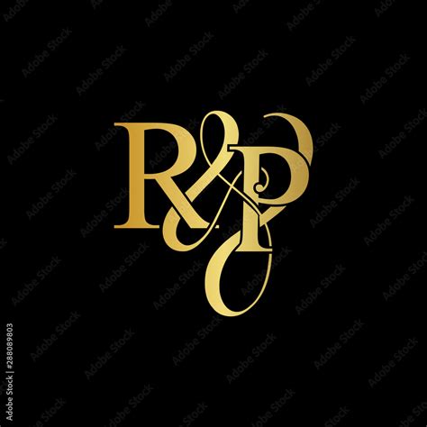 Initial letter R & P RP luxury art vector mark logo, gold color on ...