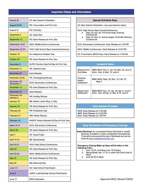 District Calendar | Middletown Public Schools