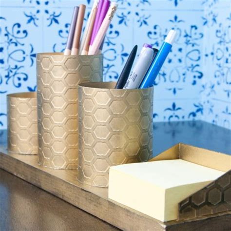 Faux Brass DIY Desk Organizer - Houseful of Handmade