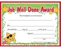 Printable Job Well Done Award Certificates Templates