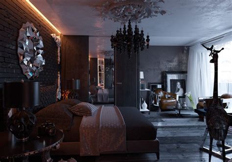 All-Black Modern Gothic Bedroom Design - DigsDigs