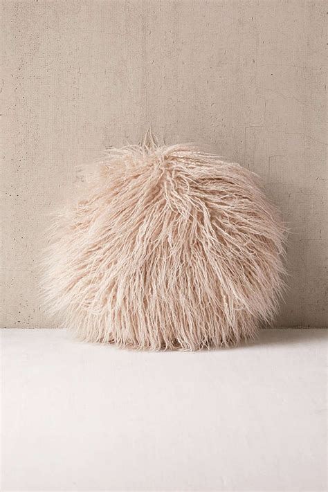 Willow Faux Fur Round Pillow | Faux fur throw pillow, Round pillow, Textured throw pillows