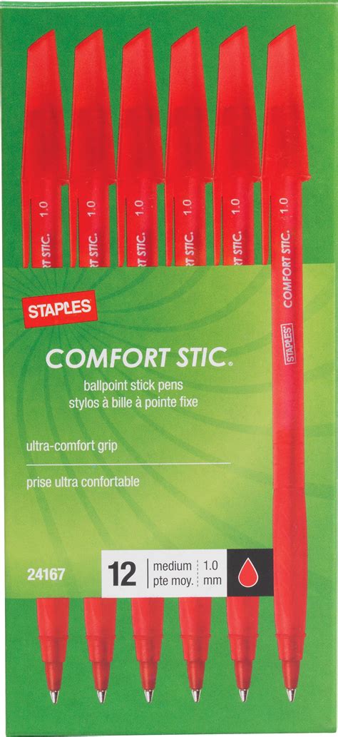 Staples Comfort Stic Grip Ballpoint Stick Pens 24167/12315 - Walmart.com - Walmart.com
