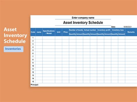 EXCEL of Asset Inventory Schedule.xlsx | WPS Free Templates