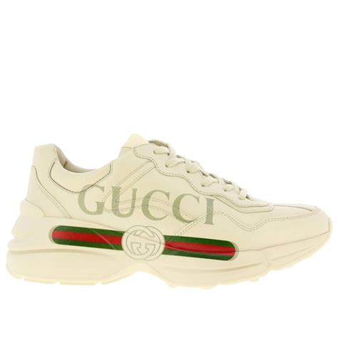 GUCCI: Rhyton running lace up sneakers in real leather with Vintage maxi print | Sneakers Gucci ...