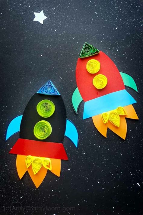 Paper Rocket Craft for Kids + Free Printable Template