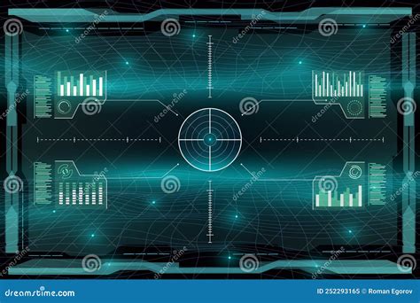 Military HUD Frame. UI Radar Technology of Future Digital War. Game Target Focus. Counter Data ...