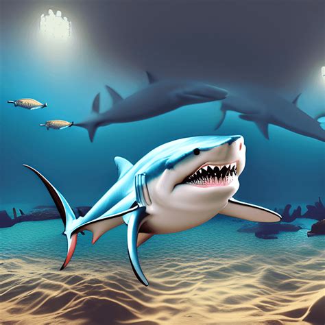 3D Shark in Ocean Background · Creative Fabrica