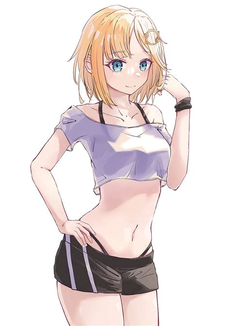 Anime, anime girls, digital, digital art, 2D, blonde, short shorts, crop top, HD wallpaper ...