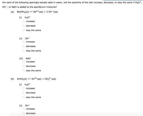 Solved For each of the following sparingly-soluble salts in | Chegg.com