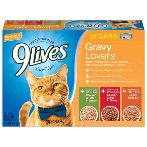 9 Lives Gravy Favorites Wet Cat Food Variety Pack, 5.5-Ounce Cans, 12 Count - Walmart.com