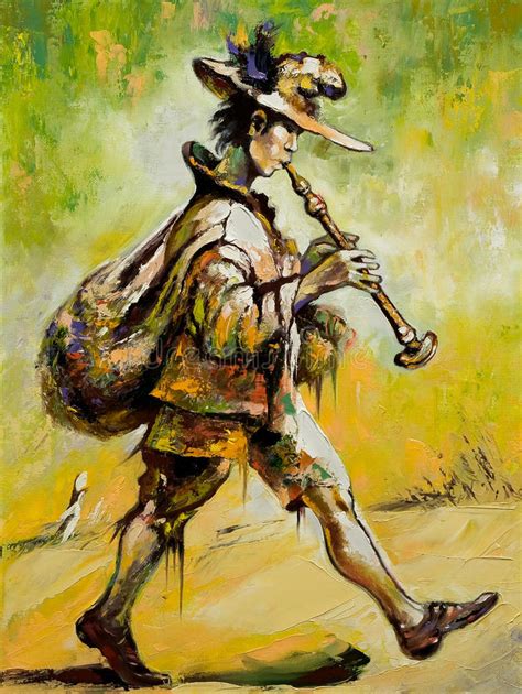 Wandering Troubadour Plays a Pipe Stock Illustration - Illustration of imagination, museum: 9642188