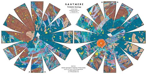 Ganymede foldable geology globe | world maps with constant-scale natural boundaries