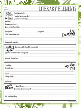 5 Literary Elements Worksheets by Stacey Lloyd | TpT