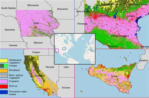 Locations of the areas possibly devoted to the olivine amendment in the ...