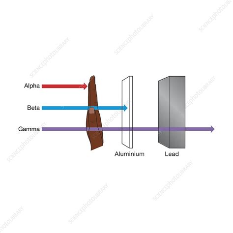 Alpha, beta and gamma radiation, illustration - Stock Image - C050/8723 - Science Photo Library