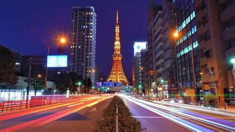 Japonia, Tokio, Tower, Wieża, Drapacze Chmur, Ulica, Noc