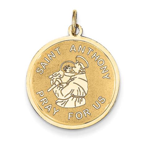 14k Yellow Gold Round Saint Anthony Medal 3/4in XR767 | Joy Jewelers