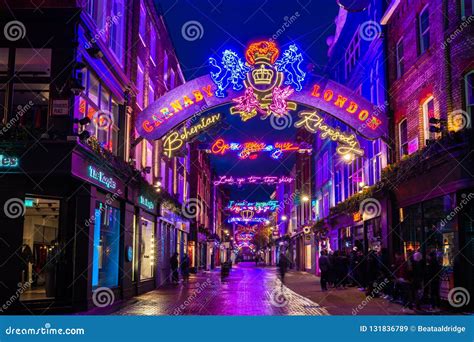 Christmas Lights on Carnaby Street, London UK Editorial Stock Image - Image of december, blue ...