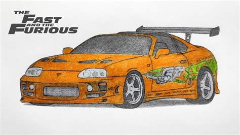 How to draw a TOYOTA SUPRA A80 from Fast and Furious / drawing car / Paul Walker's supra mk4 ...