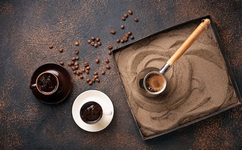 Premium Photo | Traditional turkish coffee prepared on hot sand