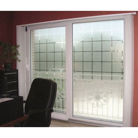 Patterned Decorative White Frosted Window Film - Privacy Frosted Glass Film Large BLOCK pattern