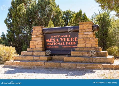 Mesa Verde National Park Entrance Sign Editorial Image - Image of stone ...