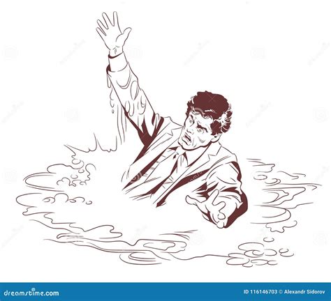 Sinking Man. Stock Illustration. Stock Vector - Illustration of ...