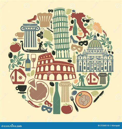 Traditional Symbols Of Italy Vector Illustration | CartoonDealer.com ...