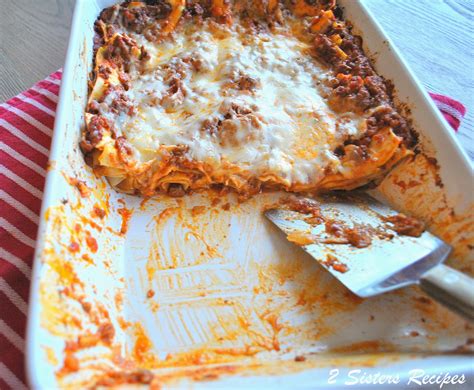 EASY Meat Lasagna with NO-Boil Noodles -Lightened! - 2 Sisters Recipes by Anna and Liz