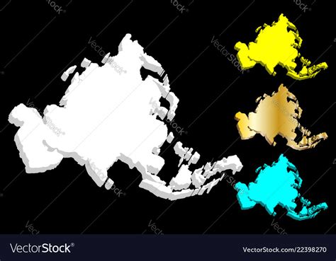 3d map of asia Royalty Free Vector Image - VectorStock