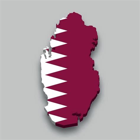 3d isometric Map of Qatar with national flag. | Isometric map, National flag, Isometric