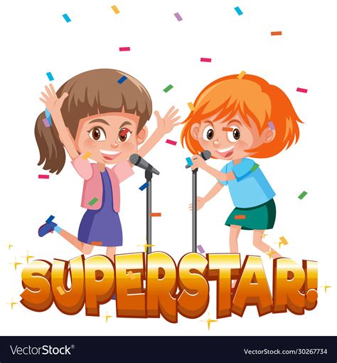 Font design template for word superstar with two Vector Image