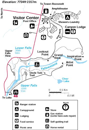 Canyon Area Map of Yellowstone National Park ~ Yellowstone Up Close and ...