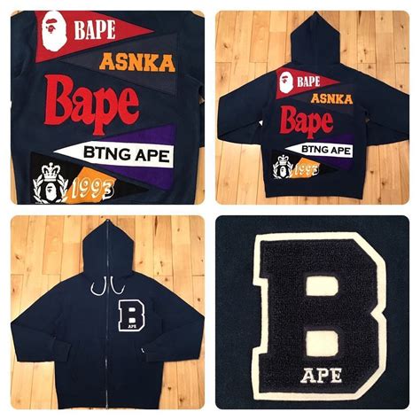 Bape BAPE logo full zip hoodie navy a bathing ape | Grailed